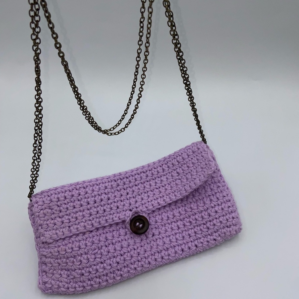 Hand-Knitted Lavender Crossbody Bag